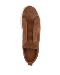 braune Slip-On Sneakers aus Wildleder von Zegna