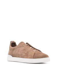 braune Slip-On Sneakers aus Wildleder von Zegna