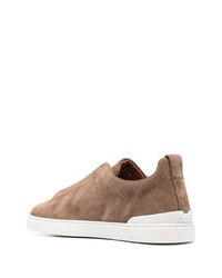 braune Slip-On Sneakers aus Wildleder von Zegna