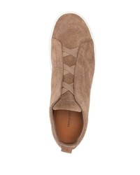 braune Slip-On Sneakers aus Wildleder von Zegna