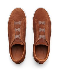 braune Slip-On Sneakers aus Wildleder von Ermenegildo Zegna
