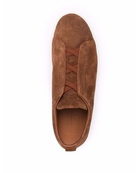 braune Slip-On Sneakers aus Wildleder von Ermenegildo Zegna