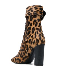 braune Stiefeletten aus Kalbshaar mit Leopardenmuster von Saint Laurent