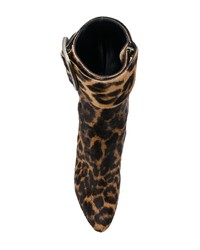 braune Stiefeletten aus Kalbshaar mit Leopardenmuster von Saint Laurent