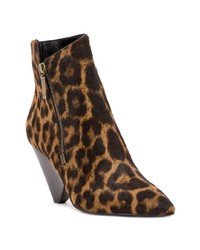 braune Stiefeletten aus Kalbshaar mit Leopardenmuster von Saint Laurent