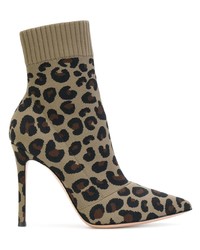 braune Stiefeletten mit Leopardenmuster von Gianvito Rossi