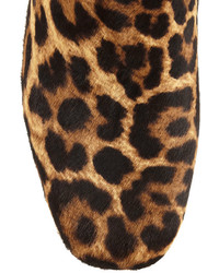 braune Stiefeletten mit Leopardenmuster von Christian Louboutin