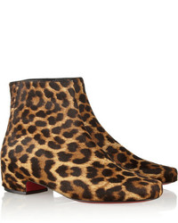 braune Stiefeletten mit Leopardenmuster von Christian Louboutin