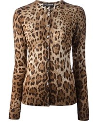 braune Strickjacke mit Leopardenmuster von Dolce & Gabbana