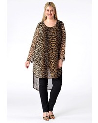 braune Tunika mit Leopardenmuster von Yoek