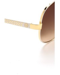 braune und goldene Sonnenbrille von Tory Burch