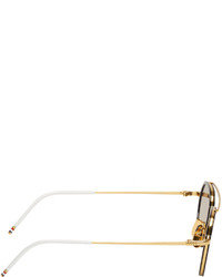 braune und goldene Sonnenbrille von Thom Browne