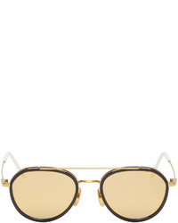 braune und goldene Sonnenbrille von Thom Browne