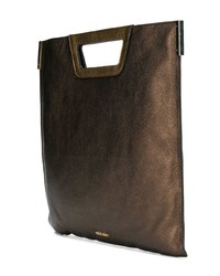 braune vertikal gestreifte Shopper Tasche aus Leder von Twin-Set