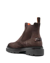 braune verzierte Chelsea Boots aus Wildleder von Santoni