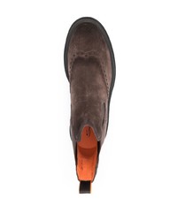 braune verzierte Chelsea Boots aus Wildleder von Santoni