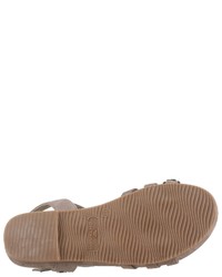 braune verzierte flache Sandalen aus Wildleder von Tom Tailor