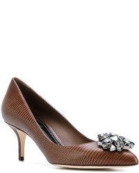 braune verzierte Pumps von Dolce & Gabbana