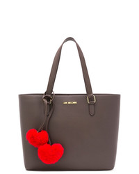 braune verzierte Shopper Tasche aus Leder von Love Moschino