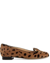 braune Wildleder Ballerinas mit Leopardenmuster von Charlotte Olympia