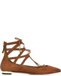 braune Wildleder Ballerinas von Aquazzura