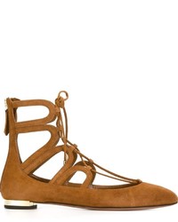 braune Wildleder Ballerinas von Aquazzura