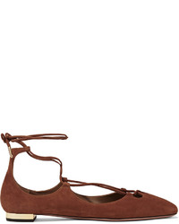 braune Wildleder Ballerinas von Aquazzura