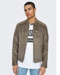 braune Wildleder Bomberjacke von ONLY & SONS
