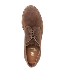 braune Wildleder Derby Schuhe von Brunello Cucinelli