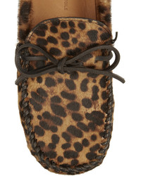 braune Wildleder Mokassins mit Leopardenmuster von Etoile Isabel Marant