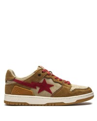 braune Wildleder niedrige Sneakers von A Bathing Ape