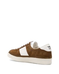 braune Wildleder niedrige Sneakers von Tom Ford