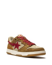 braune Wildleder niedrige Sneakers von A Bathing Ape