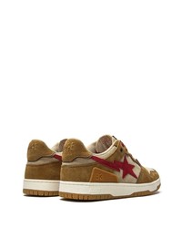 braune Wildleder niedrige Sneakers von A Bathing Ape