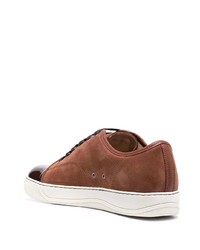 braune Wildleder niedrige Sneakers von Lanvin