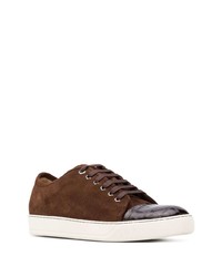 braune Wildleder niedrige Sneakers von Lanvin