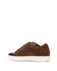 braune Wildleder niedrige Sneakers von Lanvin