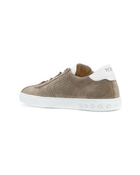 braune Wildleder niedrige Sneakers von Tod's