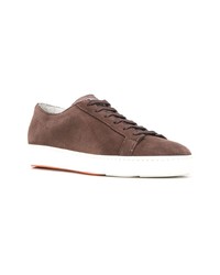 braune Wildleder niedrige Sneakers von Santoni