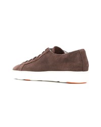 braune Wildleder niedrige Sneakers von Santoni