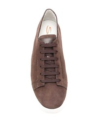 braune Wildleder niedrige Sneakers von Santoni