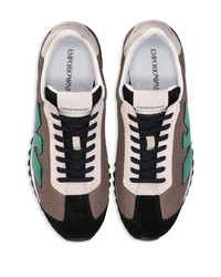 braune Wildleder niedrige Sneakers von Emporio Armani