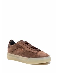 braune Wildleder niedrige Sneakers von Santoni