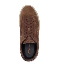 braune Wildleder niedrige Sneakers von Santoni