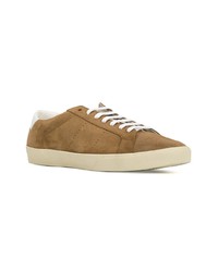 braune Wildleder niedrige Sneakers von Saint Laurent