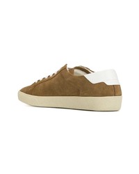 braune Wildleder niedrige Sneakers von Saint Laurent