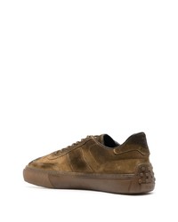 braune Wildleder niedrige Sneakers von Tod's