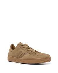 braune Wildleder niedrige Sneakers von Tom Ford