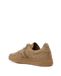 braune Wildleder niedrige Sneakers von Tom Ford