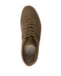 braune Wildleder niedrige Sneakers von Tom Ford